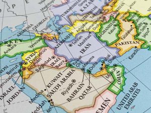 Map,Shows,Saudi,Arabia,And,Iran,,Two,Influential,Middle,Eastern