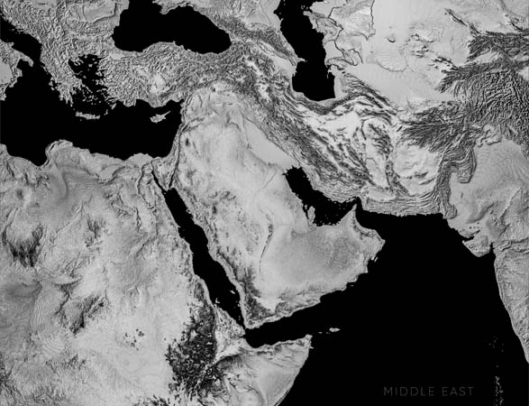 Middle,East,Isolated,Relief,Map,3d,Illustration