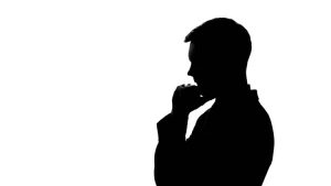 Serious,Man,Silhouette,Thinking,Over,Creative,Idea,,Startup,,Business,Planning