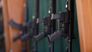Close-up,Of,Collection,Of,Rifles,And,Carbines,In,Storage.,War,