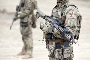 Soldiers,With,Assault,Rifle,And,Flag,Of,Lebanon,On,Military