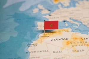 The,Flag,Of,Morocco,On,The,World,Map.