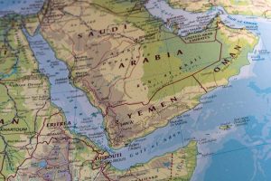 Physical,Map,Focusing,On,Yemen,,Red,Sea,,Aden,Gulf,,Saudi