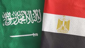 Egypt,And,Saudi,Arabia,Two,Folded,Flags,Together,3d,Rendering