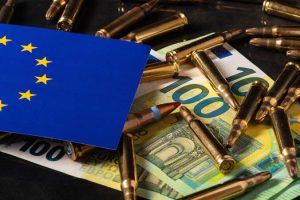 Euro,Money,,Europe,Flag,And,Bullets,Symbolizing,European,Military,Spending