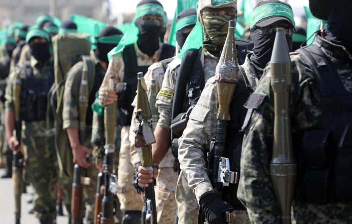 Palestinian,Hamas,Militants,Take,Part,In,An,Anti-israel,Military,Show
