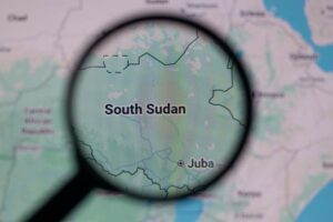 Magnified,View,Of,South,Sudan,On,A,Map,,Highlighting,Juba
